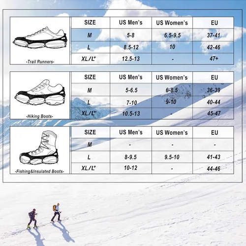 Vista 4 de Crampones para la nieve o el hielo, mejor tracción, buen agarre para botas, para hombre o mujer, antideslizantes, con 19 puntas de acero inoxidable