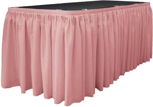 Vista 3 de LA Linen Falda de mesa de popelina de poliéster para mesas rectangulares, tela plisada para banquetes de boda, 14 pies por 29 pulgadas de largo