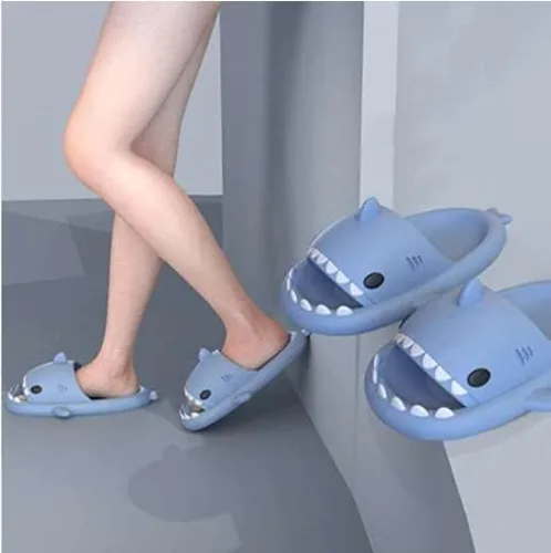 Vista 7 de ZICKYO Sandalias unisex con diseño de tiburón para mujer hombre diseño de tiburón de dibujos animados esponjosas informales para playa piscina ducha