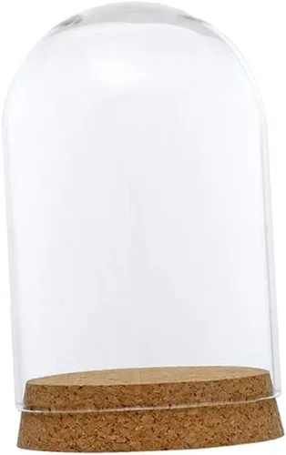 Vista 8 de FLAMEER 10 piezas de 3.1x4.7 in cubierta de cúpula de cristal transparente Cloche Bell Jar Suculenta Terrarios con base de corcho de madera