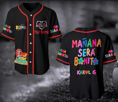 Vista 4 de Ka% rol G Jersey, regalos para fanáticos, Mañ.ana Se.rá Bo.nito New Album, Bi% cho.ta Jersey, Ka%rol G Jersey Negro, Negro