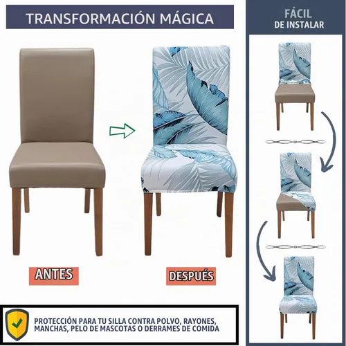 Vista 4 de SPRINGRICO Juego de 4 fundas para sillas de comedor, fundas elásticas para sillas de comedor, de elastano lavables, fundas para sillas Parsons