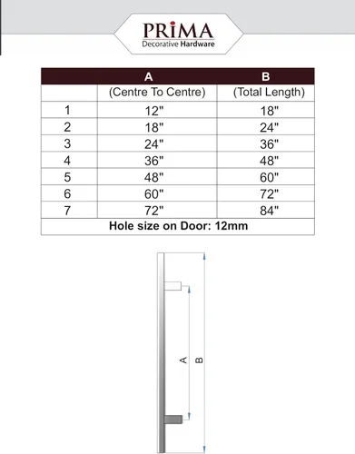 Vista 6 de Prima Decorative - Tirador de puerta cuadrado de acero inoxidable de 72 pulgadas (72 pulgadas), manija de barra de montaje lateral trasero a Negro
