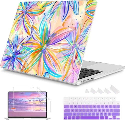 Vista 29 de Mektron Diseñada para MacBook Air 2025/2024/2023 de 15 PULGADAS M4 A3241 /M3 A3114 /M2 A2941, Carcasa de Cubierta Rígida de Plástico Impreso