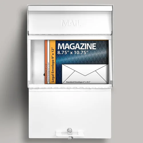 Vista 6 de Mail Boss 7169 Buzón de Seguridad Metro con Cerradura para Montaje en Pared, Blanco Alpino Anti-pry locking door, fixed anti-fishing slot fits