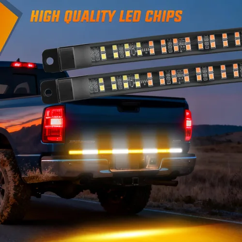 Vista 41 de Nilight - Tira de luz LED para plataforma trasera de 30 pulgadas de UTV, 204 LED, luces de freno ámbar, luces intermitentes rojas, compatible