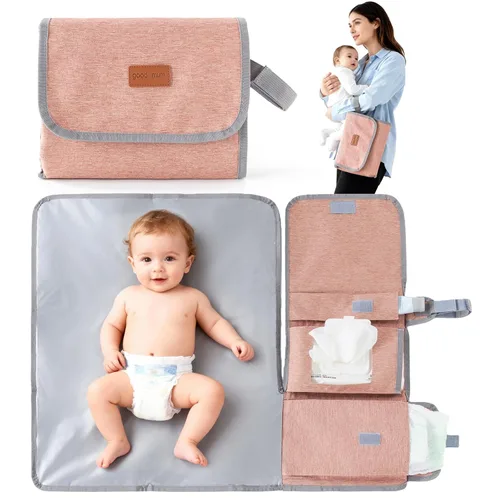 Vista 10 de Cambiador de pañales portátil, almohadillas de cambio de pañales de viaje lavables y plegables, tapete cambiador de bebé grande con bolsillo