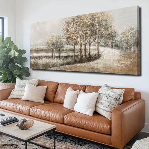 Vista 10 de WINKAILIN Pintura blanca, ilustraciones decorativas simples de 29 x 58 pulgadas, arte abstracto de pared para sala de estar, decoración moderna