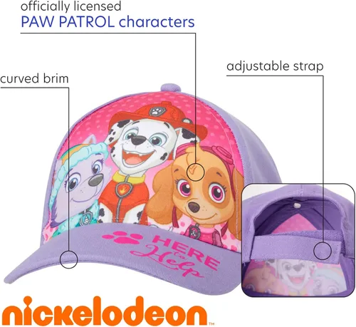 Vista 2 de Nickelodeon Paquete de 2 gorras de béisbol de algodón de Paw Patrol para niñas (niñasniñas)