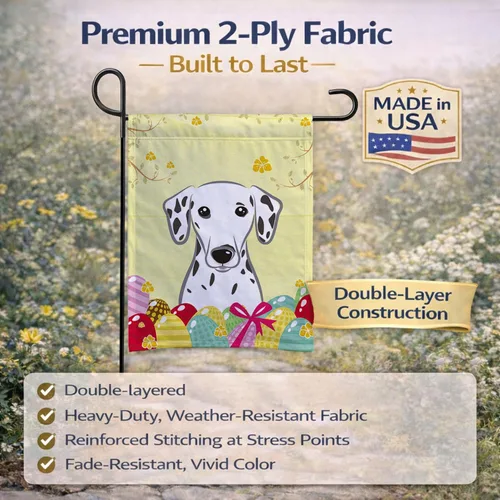 Vista 438 de Caroline's Treasures BB1923GF Bandera decorativa para jardín con diseño de Border Collie, para caza de huevos de Pascua, para jardín, jardín, patio