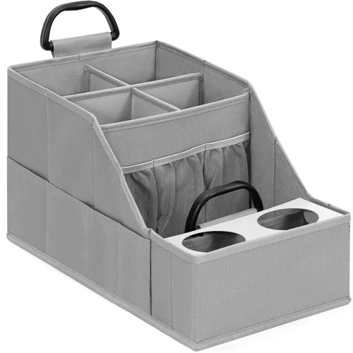 Vista 9 de Organizador de asiento de automóvil para asiento trasero, organizador de automóvil con 12 compartimentos de almacenamiento, 2 portavasos