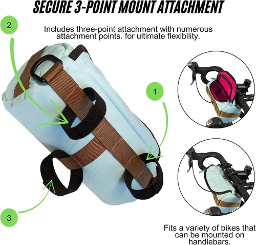 Vista 5 de [Usado] Bolsa para manillar (Miami Nice) Capacidad de 2 litros Bolsa de bicicleta espaciosa con 2 correas de hebilla extralargas y 1 correa
