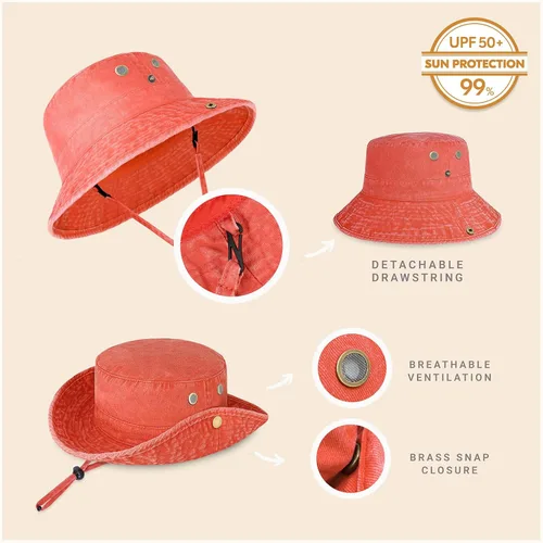 Vista 16 de CHOK.LIDS Sombrero clásico de algodón de ala ancha con cuerda ajustable unisex sombrero de sol ligero para viajes al aire libre