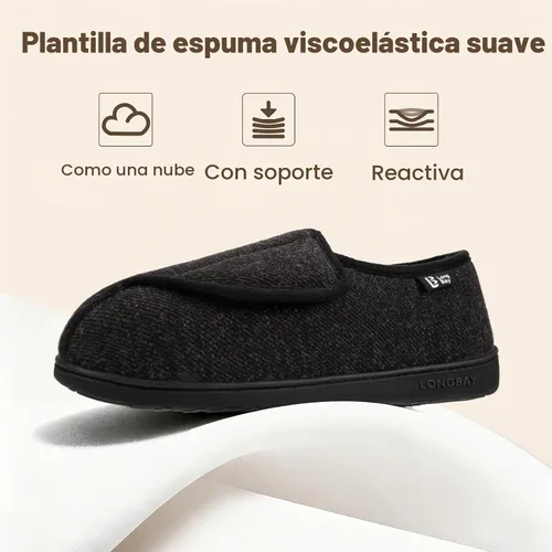 Vista 5 de LongBay Pantuflas ajustables para mujeres, de espuma viscoelástica, cómodas, anchas, zapatos de casa para diabéticos, Edema, ortopédicos