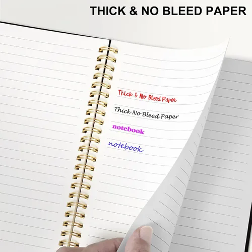 Vista 4 de Cuaderno de espiral rayado, cuaderno A5 de tapa dura en espiral para el trabajo, 5.7 x 8.2 pulgadas, cuadernos de papel grueso de 100GSM