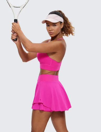 Vista 3 de CRZ YOGA Faldas de tenis para mujer, de cintura alta, con volantes, para entrenamiento, atlético, golf, con bolsillos