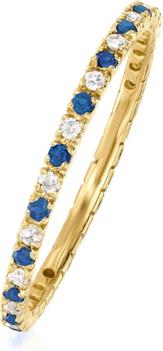 Vista 3 de RS Pure by Ross-Simons Gemstone and .13 ct. t.w. Diamond Eternity Band Ring in 14kt Yellow Gold