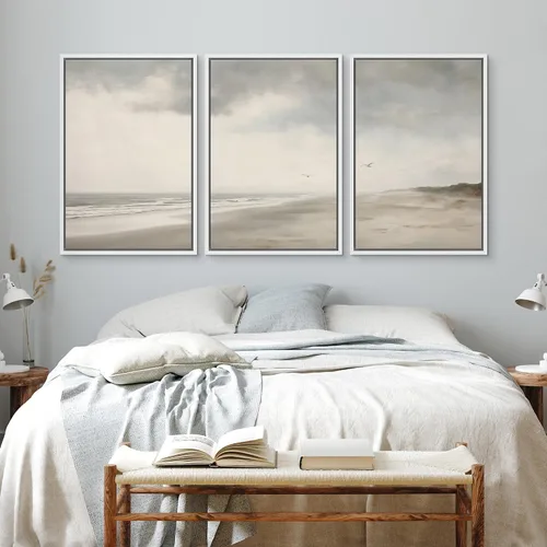 Vista 458 de wall26 Lienzo enmarcado para pared, juego de arte de acuarela pastel, paisaje rural, ilustraciones con formas abstractas, arte moderno, decorativo