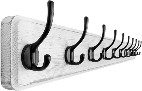Vista 46 de Dseap Perchero de Pared: Moderno, Patentado, Resistente, 17.4" de Largo, Riel Colgador de Madera con 5 Ganchos Dobles para Abrigos de Invierno, Negro