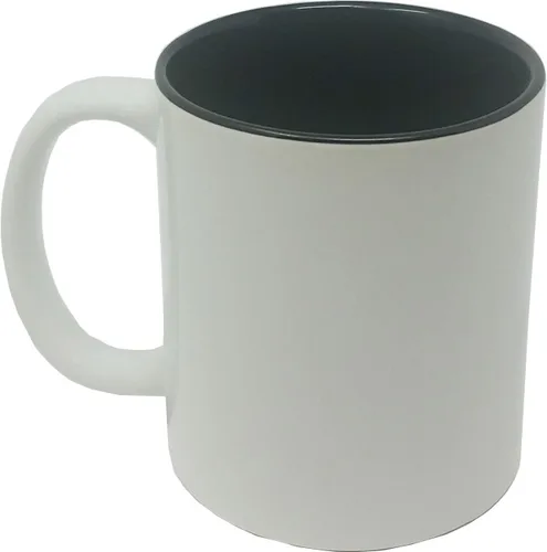 Vista 3 de Taza de café personalizada de cerámica blanca de 11 onzas, personalizable, color negro