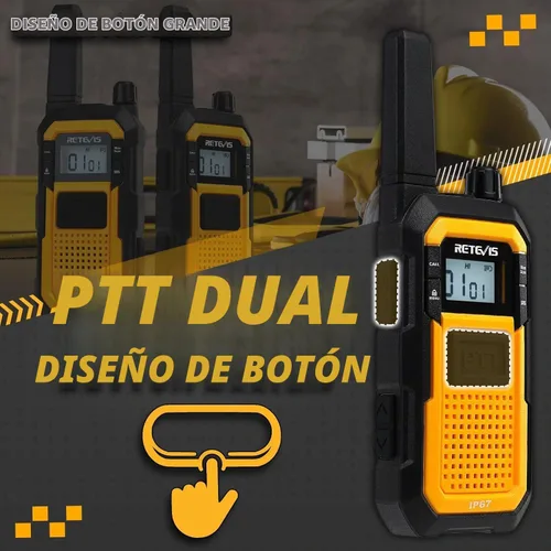 Vista 4 de Retevis RB48 Waterproof Two Way Radio with G-Type Earpiece for Construction