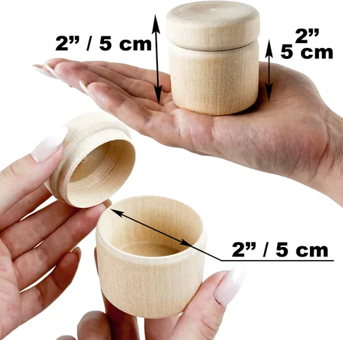 Vista 2 de AEVVV 6 cajas de madera redondas sin terminar de 2 x 2 pulgadas, caja de almacenamiento para anillos de boda de propuesta, caja de madera en blanco