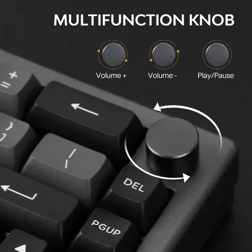 Vista 7 de EPOMAKER EK68 Teclado inalámbrico 65% para juegos con perilla de metal, teclado mecánico con junta intercambiable en caliente, Bluetooth