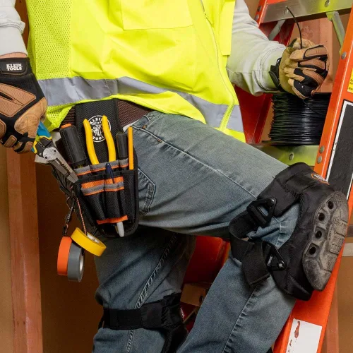 Vista 5 de Klein Tools 5240 Bolso para herramientas Tradesman Pro, con 9 bolsillos, cordón adhesivo, bucle de túnel de 2 pulgadas, excelente funda
