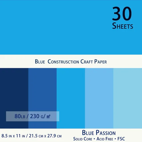 Vista 3 de Blues Cardstock de 8.5 x 11 pulgadas, cubierta de papel para manualidades, paquete de cartulina de tonos azules surtidos para álbumes de recortes