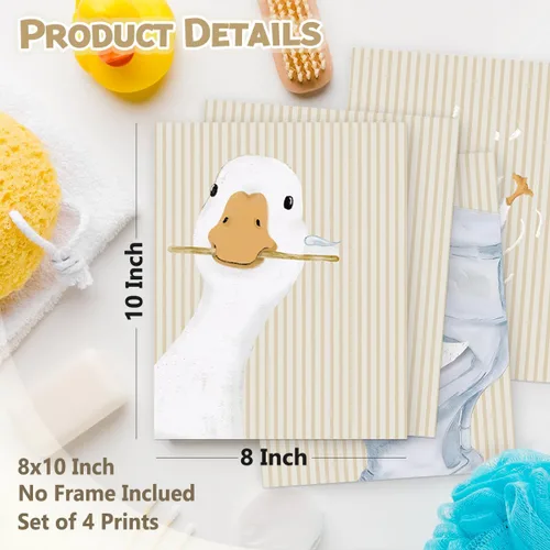 Vista 4 de Impresiones de Arte de Pared para Baño de Niños Wheatwin, Decoración de Pared de Ganso para Baño