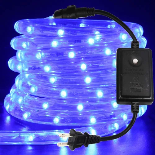 Vista 12 de Cuerda de luces LED, tira de luces LED de 1/2 pulgada, 50 pies/49.2 ft CA 110-130 V resistente al agua con 8 modos de parpadeo/desvanecimiento