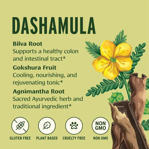 Vista 3 de Banyan Botanicals Dashamula - Corte y tamizado - Fórmula ayurvédica calmante - Suplemento orgánico para el estrés con fruta Gokshura orgánica