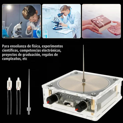 Vista 6 de Bobina musical Tesla, bobina de Tesla con Bluetooth, generador de arco de chispa artificial táctil, modelo de experimento de transmisión Estándar