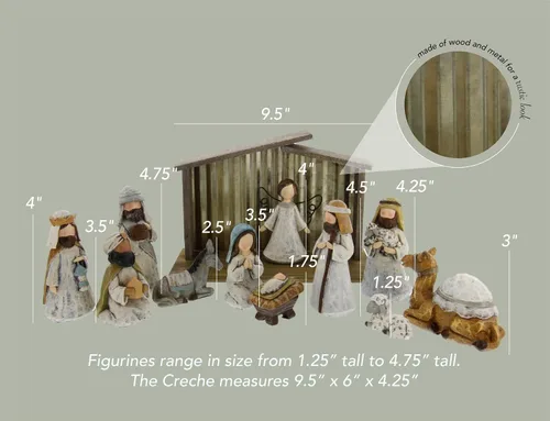 Vista 3 de Burton and Burton - Juego de 12 piezas de Belén de alta calidad, incluye 11 figuras de resina, escena de un rey nace que incluye al bebé Jesús