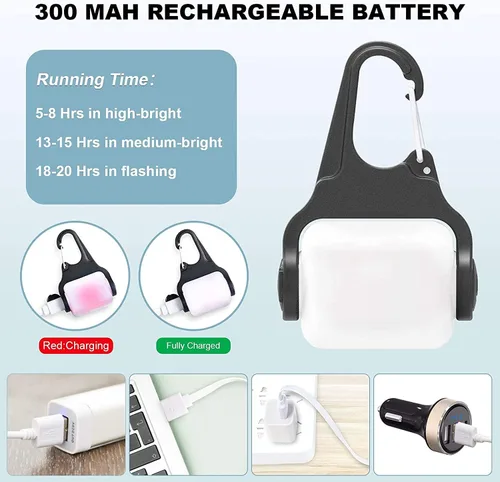 Vista 6 de Dog Lights for Night Walking, Clip on Dog Collar Light - 3 Modes, USB-C Rechargeable, IP65 Waterproof, LED Safety Light for Running, Camping