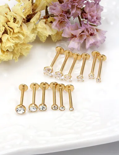 Vista 6 de Vsnnsns 16G Anillos de Labio de Acero Inoxidable Tragus Hélice Caracola Piercing Joyería Mordida de Serpiente Piercing Monroe Anillos de Labio