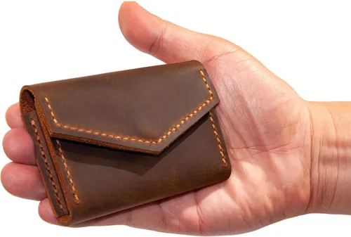 Vista 5 de Premium Leather Wallet, Men Women Cardholder With Initials Engraving, Mini Personalized Wallet, Coins, Slim Minimal Small Leather Wallet, Gift