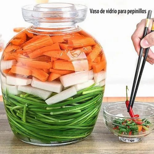 Vista 2 de Tarro de fermentación de vidrio de 1.5L/2.5L/4.5L, tarro de pepinillo sellado de gran capacidad, (B 2.5L/88oz)