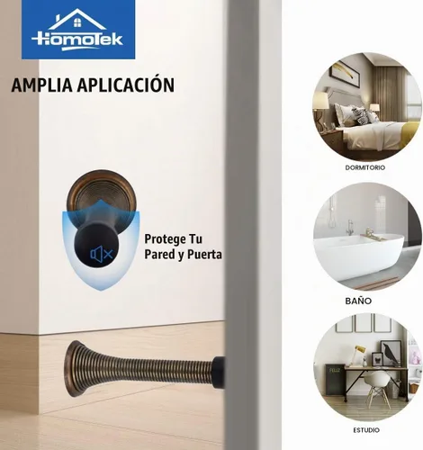 Vista 5 de HOMOTEK Paquete de 1 tope de puerta de resorte con parachoques de goma de 3-1/8", resorte flexible de servicio pesado, tope de puerta de pared