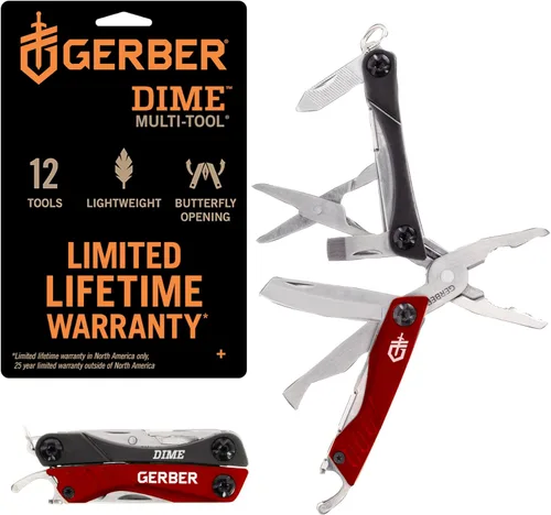 Vista 7 de Gerber Gear Dime 12-en-1 Mini EDC Multiherramienta - Pinzas de punta, cuchillo de bolsillo, llavero, abridor de botellas - Regalos para hombres