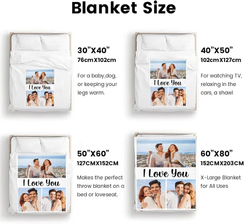 Vista 7 de Mantas personalizadas con foto, manta de fotos personalizada, mantas personalizadas con imagen, regalos personalizados para mujeres, hombres