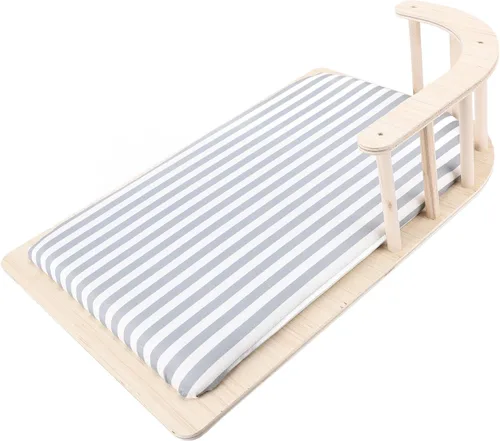 Vista 8 de Cama elevada para gatos, cama elevada para gatos, hamaca de madera con cojín suave y cálido y valla para perros pequeños, gatos, limpieza de fácil