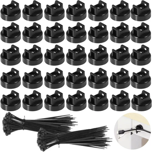 Vista 11 de Soportes magnéticos para bridas de cables, 15 imanes con 50 bridas para cables, soporte de cables magnéticos multiusos para gestión de cables, bases