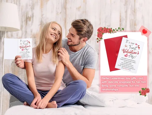 Vista 3 de D24TIME Divertida tarjeta de felicitación para el primer día de San Valentín para novio/novia, tarjeta de felicitación con sobre, romántica