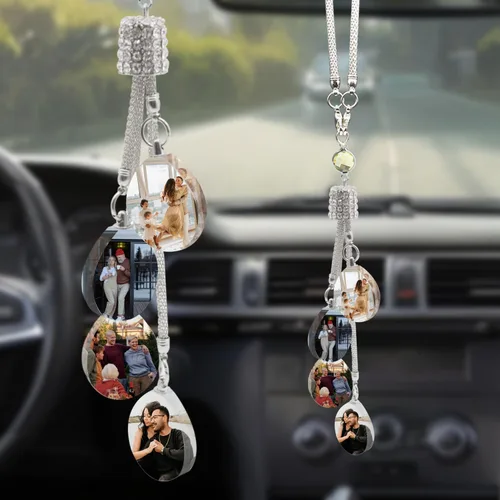 Vista 20 de AIFLM Adornos Personalizados de Foto de Cristal para Colgar en Coche Adornos Personalizados Estéticos para Espejo Adornos Personalizados