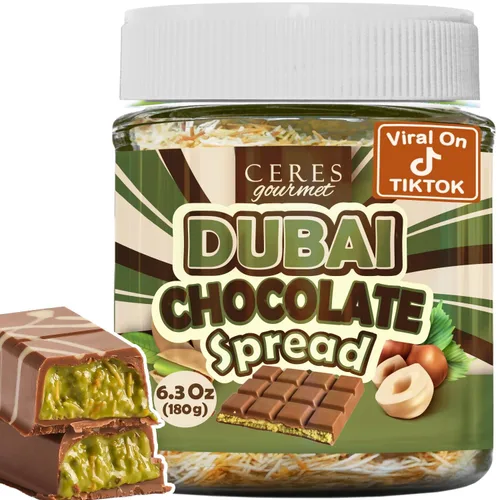 Vista 10 de Dubai - Tarro de chocolate negro de 6.35 onzas para untar, relleno de chocolate gourmet y pistacho con Kataifi, Dubai Dip, experiencia de postre