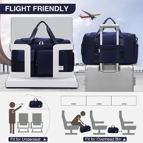 Vista 34 de Pequeña bolsa de gimnasio para mujer, bolsa de viaje con compartimento para zapatos