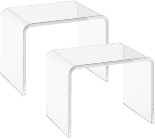Vista 9 de Taburete de acrílico de 13" de ancho para niños pequeños, soporte para plantas, multiusos como taburete resistente al agua para la ducha, taburete