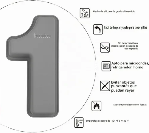 Vista 2 de Ducodocu Molde de Silicona para Pastel con Números - Molde Grande 3D para Pastel con Números - Molde de Horneado DIY para 1/10 Cumpleaños