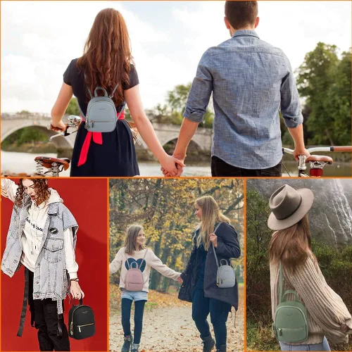 Vista 3 de Aeeque Mini mochila para mujer bolsa cruzada de cuero para teléfono bolsa de hombro pequeña Viajar